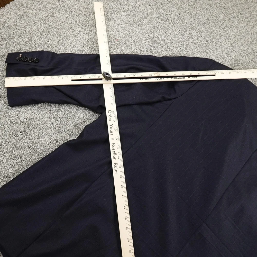Indochino Blazer Mens 46L Blue Wool Button Suit Jacket Sport Coat‎ Surgeon Cuff